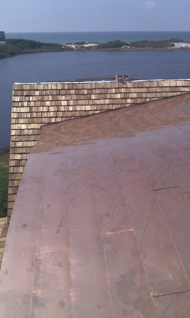 close up of a smooth metal roof