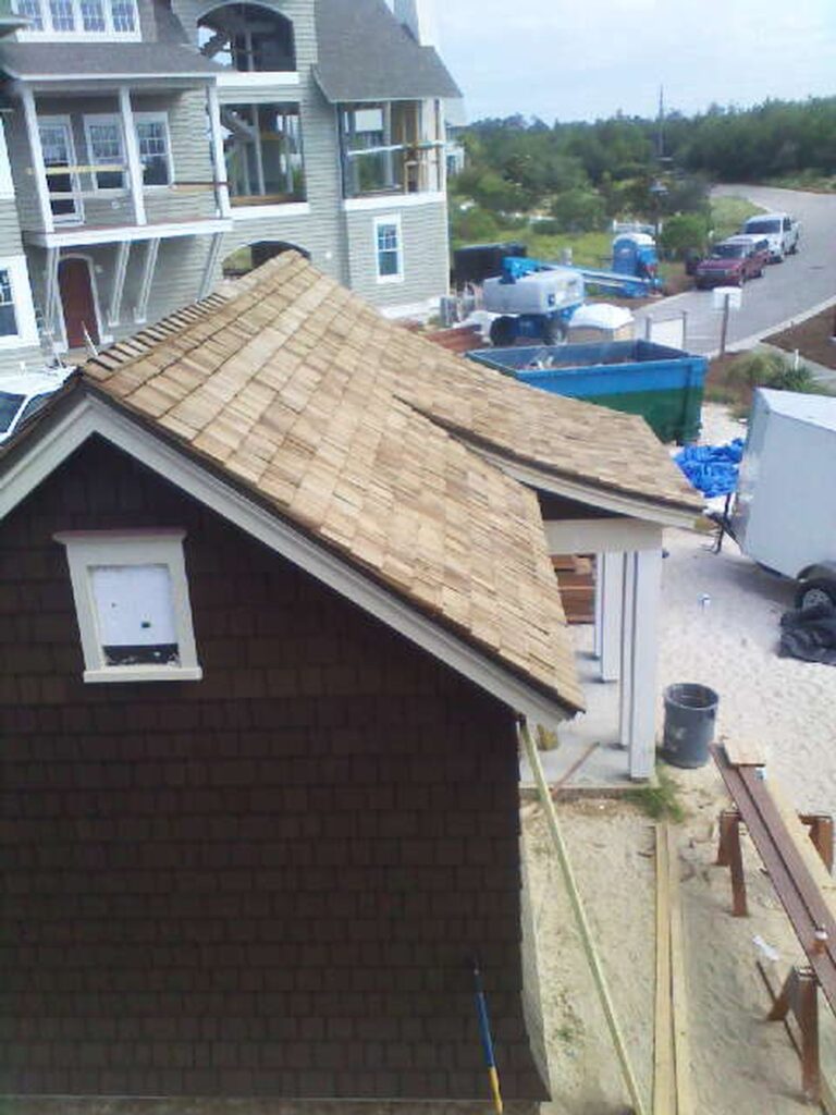 small building with recently replaced roof